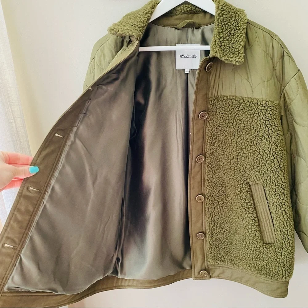 Madewell Hybrid Sherpa Jacket Green Sz Small